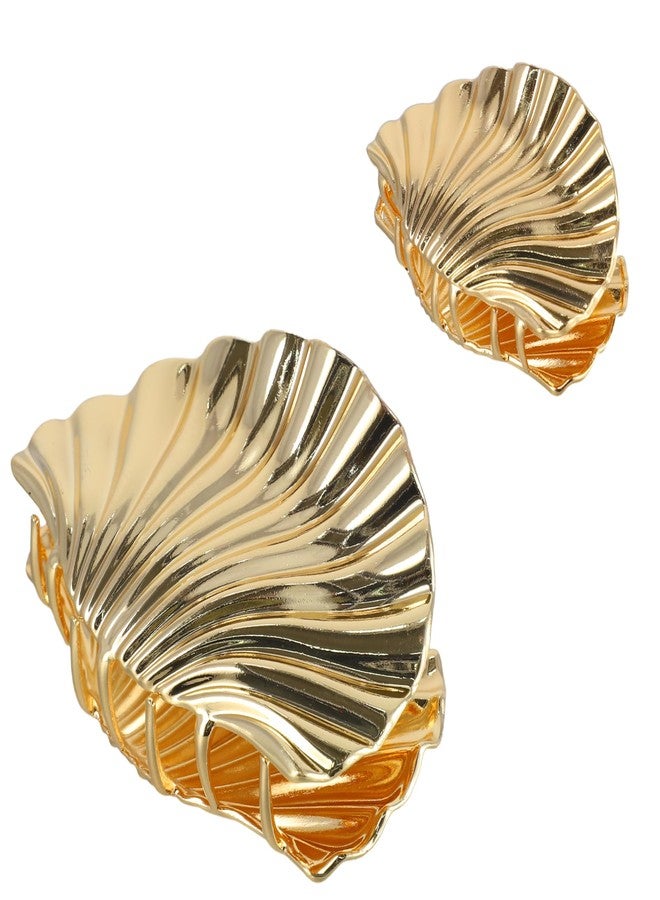 PKRFCJ 2 Pcs Shell Claw Clip, Gold Shell Hair Clip Fashionable and Cute Suitable for Most Hair Styles Suitable Gifts for Girls (3.74 Inches and 2.16 Inches) - Image 1